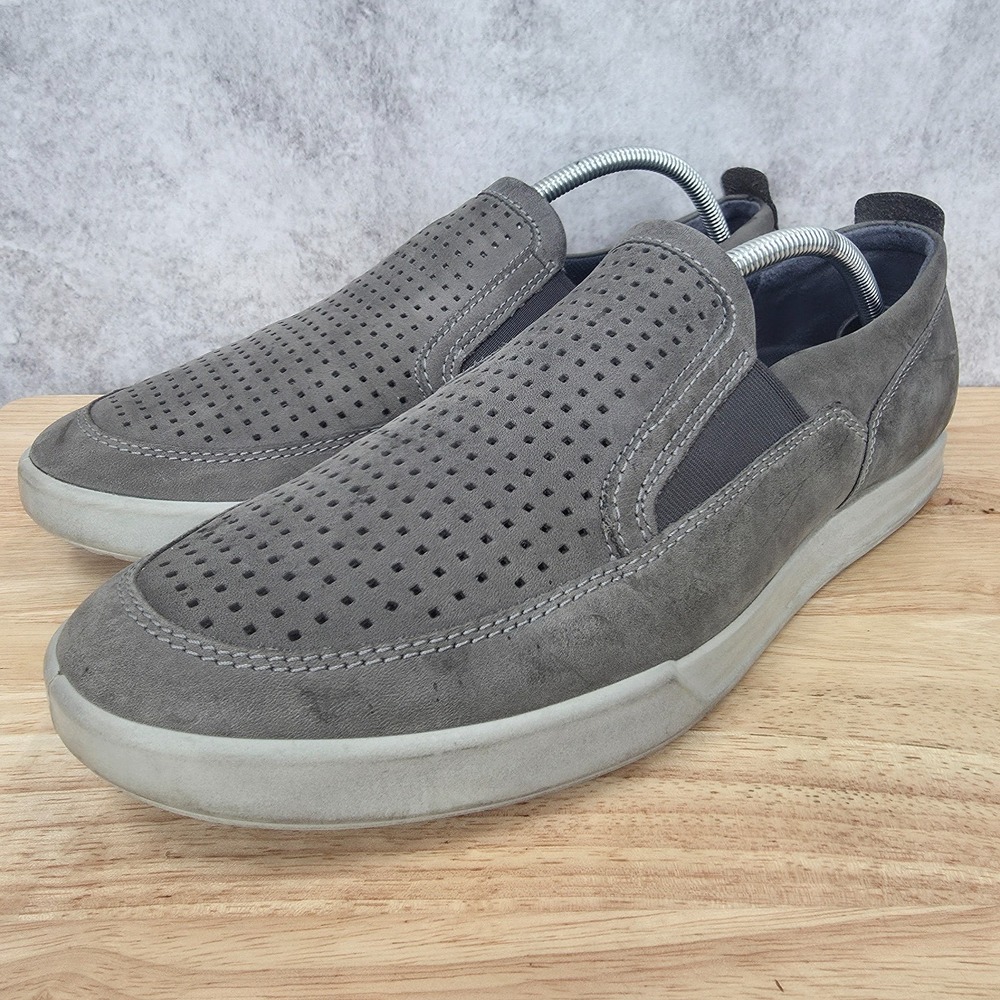 Ecco Shoes Mens US 11 EU 45 Collin 2.0 Gray Perforated Slip On Casual Sneakers - Picture 5 of 13